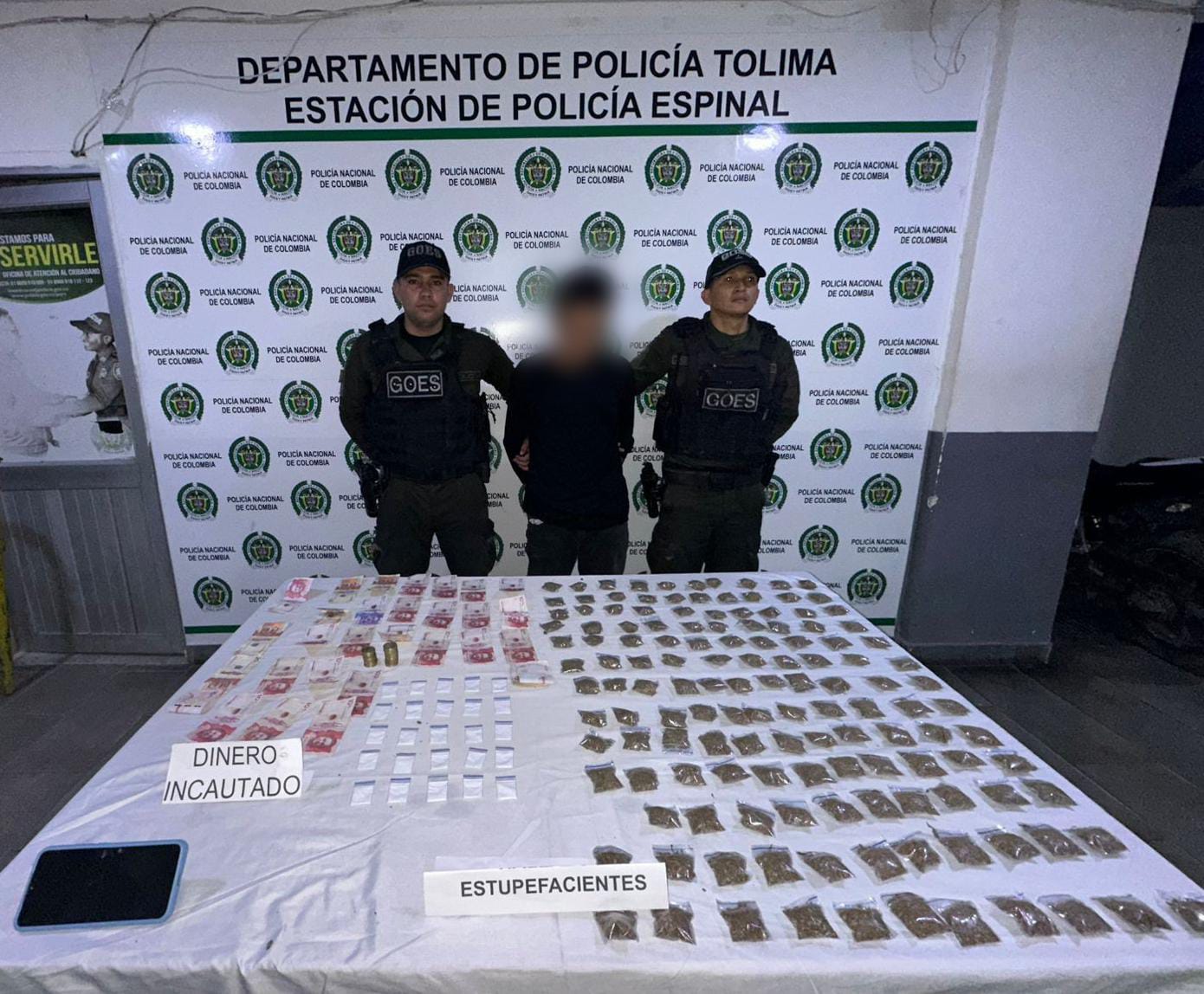 Operativo en El Espinal dejó una captura y la incautación de drogas y dinero