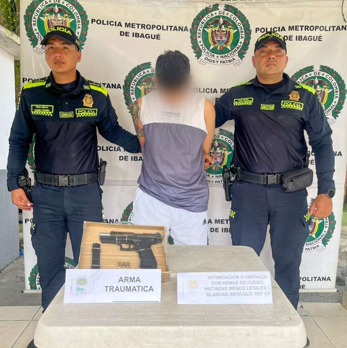 Capturado joven señalado de amenazar a su padre con arma traumática en el norte de Ibagué