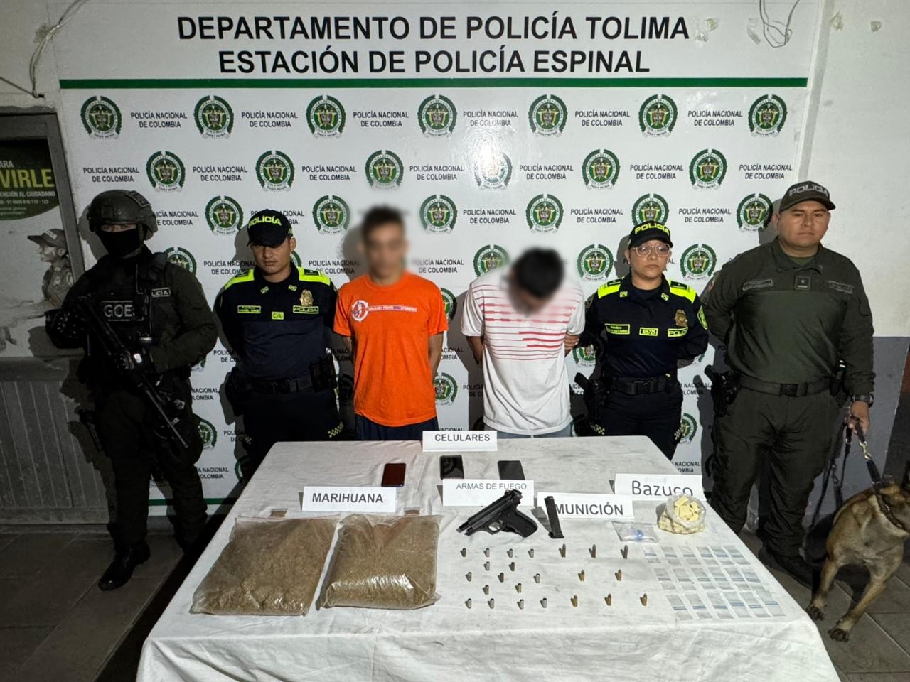 Cuatro capturados y más de 1.300 dosis de droga incautadas en operativo de la Policía en El Espinal